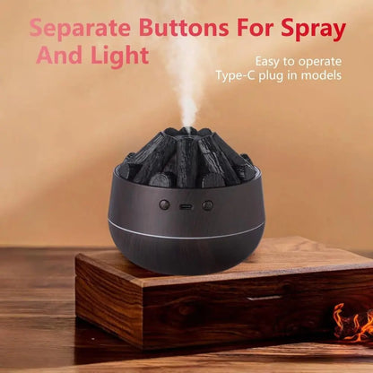 Charcoal Fire LED Aromatherapy Diffuser - Dark Wood