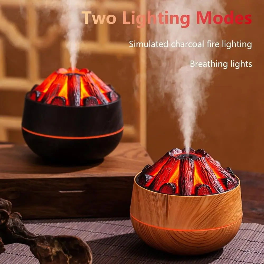 Charcoal Fire LED Aromatherapy Diffuser - Dark Wood